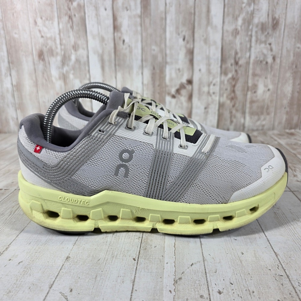On Cloudgo Womens 9.5 Running Shoes White Grey Lime 55.98232 Sneaker